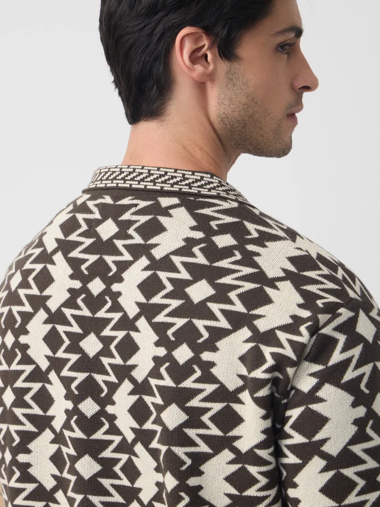 Jacquard Polo: Brown