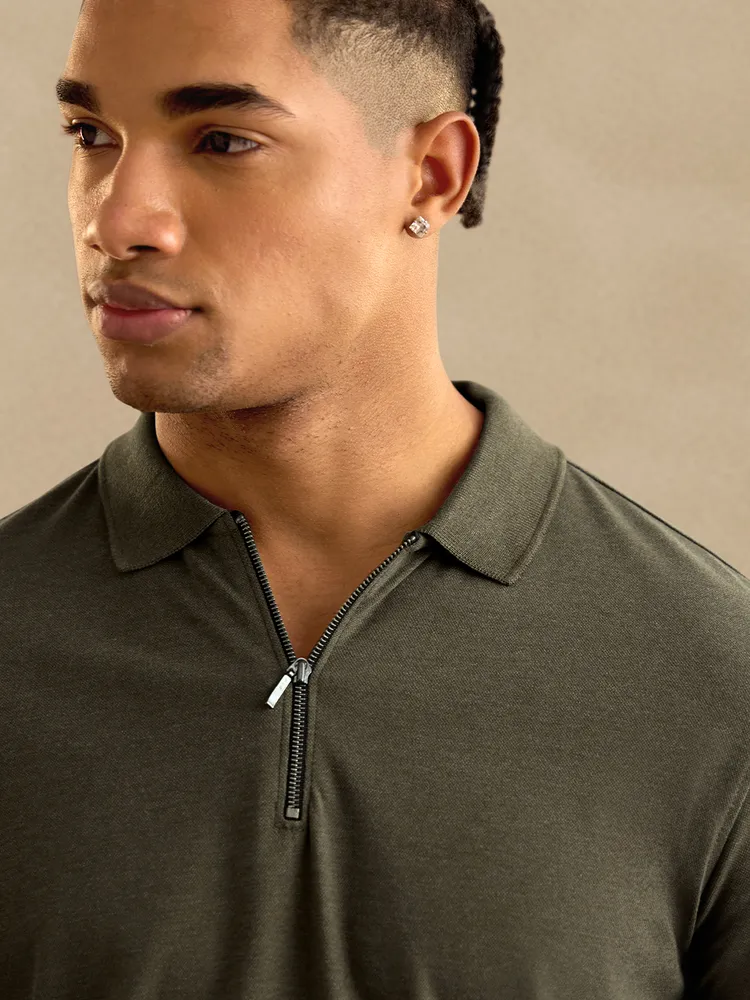 The Souled Store Solids: Olive Zipper Polos