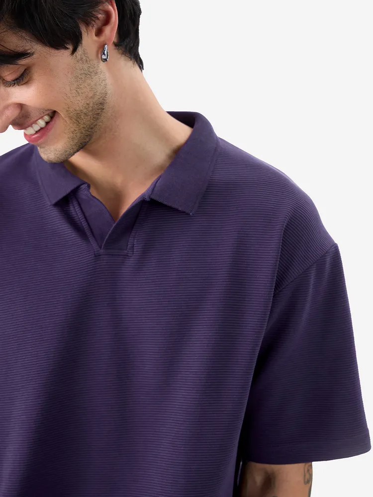 The Souled Store Solids: Berry Blue Oversized Polos