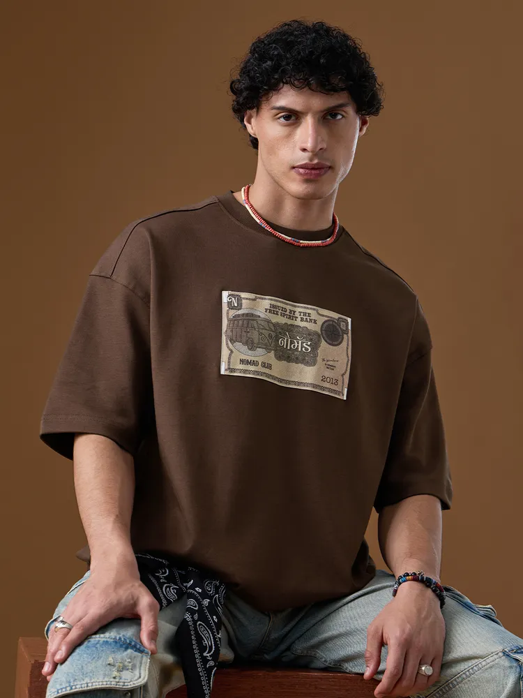 The Souled Store Nomad: Retro Rupee Super Oversized T-Shirts