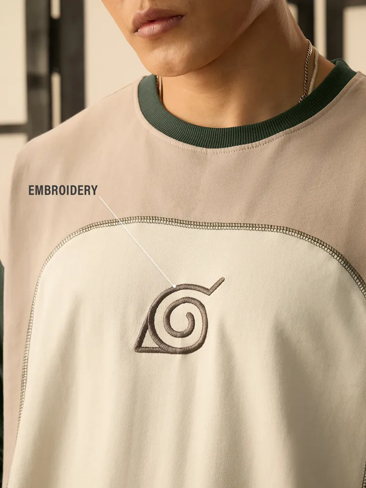 The Souled Store Naruto Shippuden: Konoha Leaf Oversized Full Sleeve T-Shirts