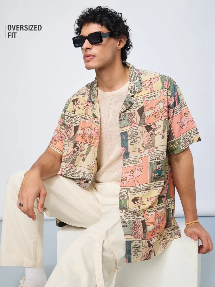 The Souled Store Pink Panther: Comics Oversized Shirts