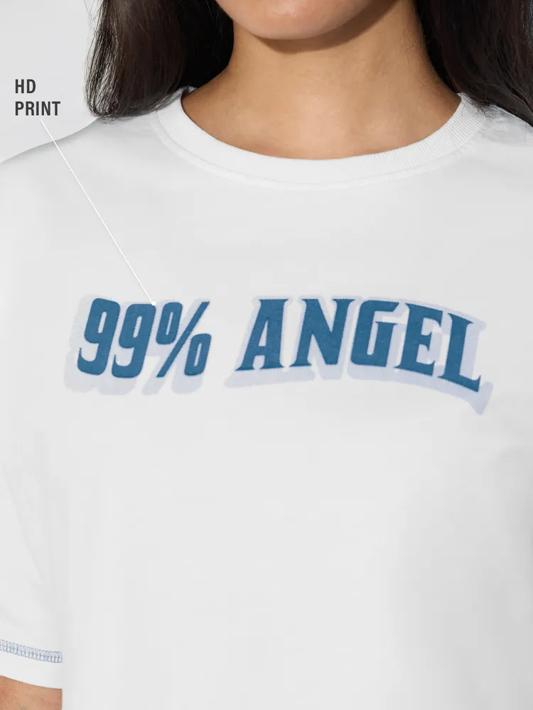 The Souled Store Oversized T-Shirt: 99% Angel Women Oversized T-Shirts