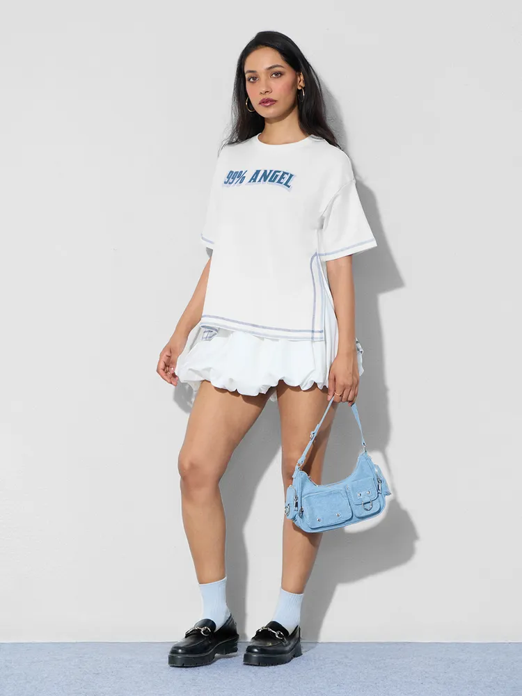 The Souled Store Oversized T-Shirt: 99% Angel Women Oversized T-Shirts