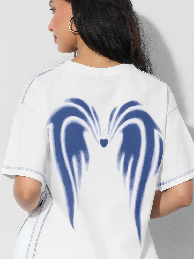 The Souled Store Oversized T-Shirt: 99% Angel Women Oversized T-Shirts