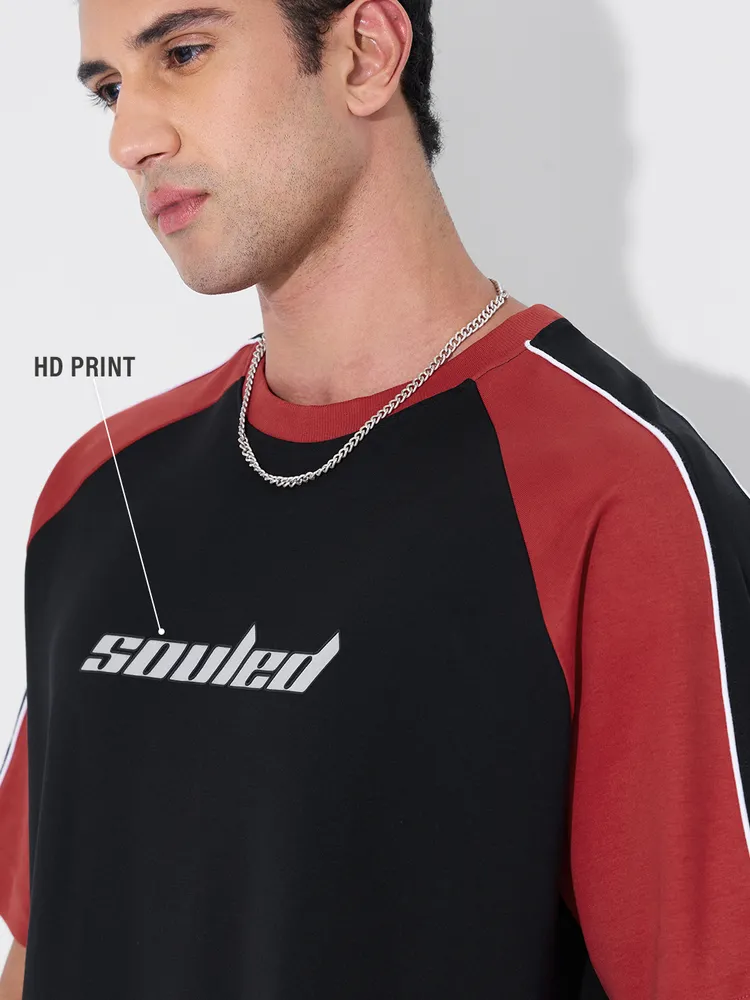 The Souled Store Colourblock: Black Blaze Oversized T-Shirts