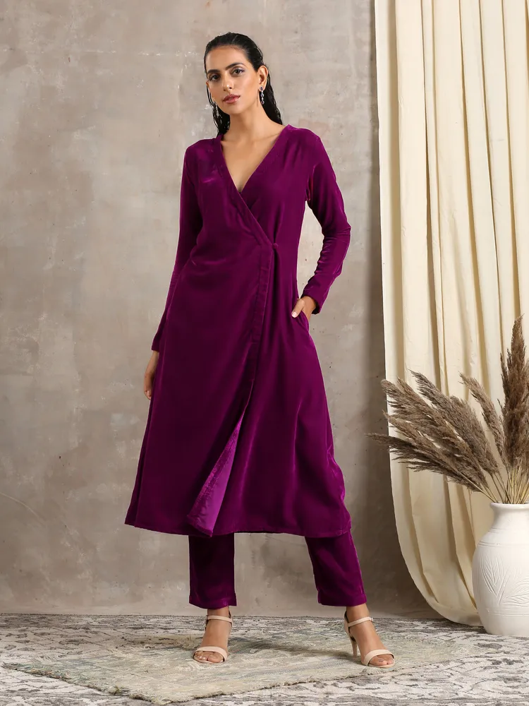 Wine Velvet Angrakha