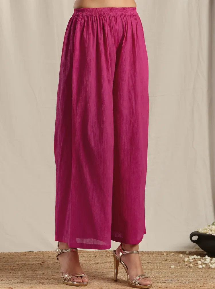 Orange Crinkle Anarkali Kurta Pant Dupatta Set