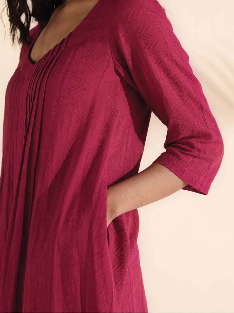 True Browns Carrot Cotton Dobby Kurta Pant Set