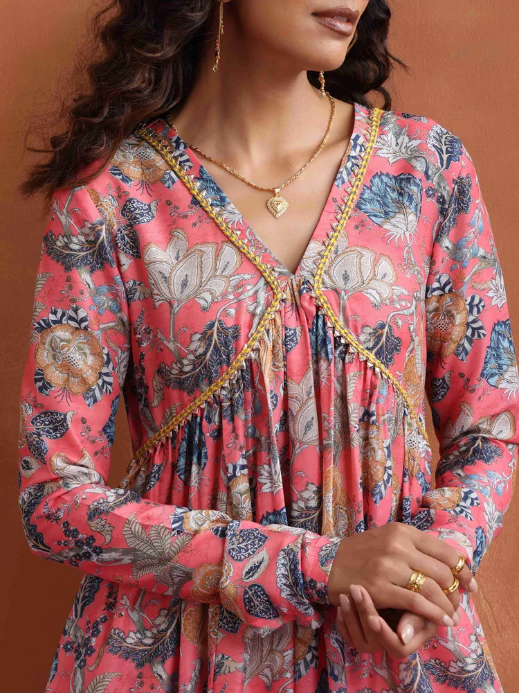 True Browns Orange Print Sharara Set