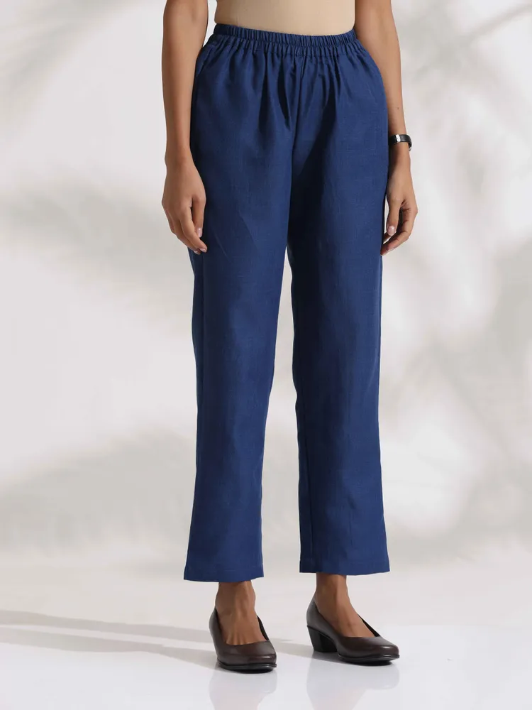 True Browns Blue Slub Co-ord Set