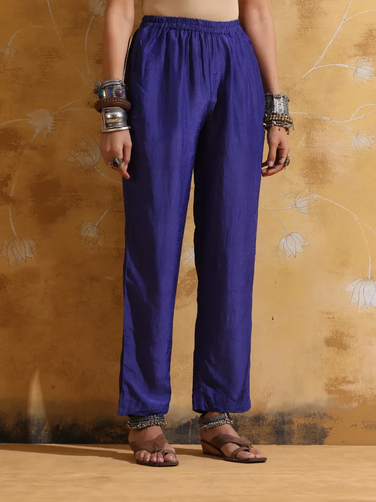 True Browns Purple Mustard Floral Print Muslin Silk A-line Kurta Co-ord Set