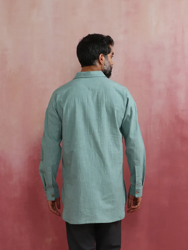 True Browns Men's Blue Cotton Kurta