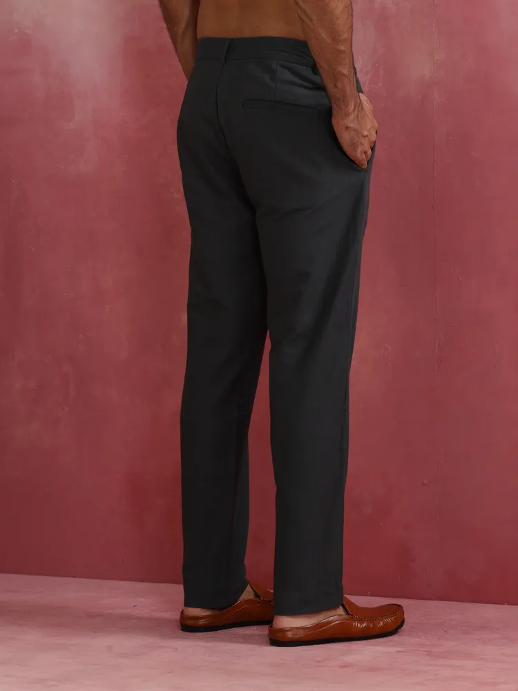 True Browns Men's Grey Cotton Twill Pant