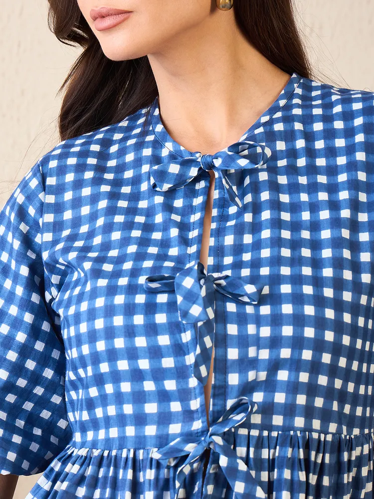 Uptownie Cotton Tie-Up Peplum Top