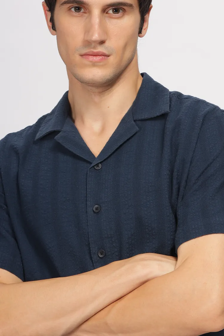 Uri Pure Cotton Seersucker Striped Shirt