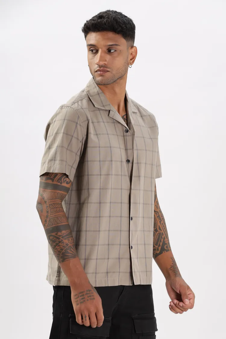 Uri Brown Checked Cotton Casual Shirt
