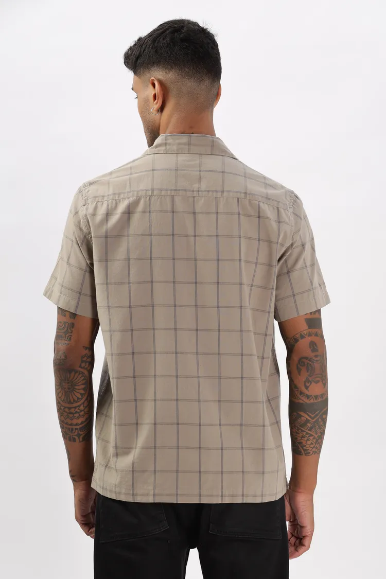 Uri Brown Checked Cotton Casual Shirt