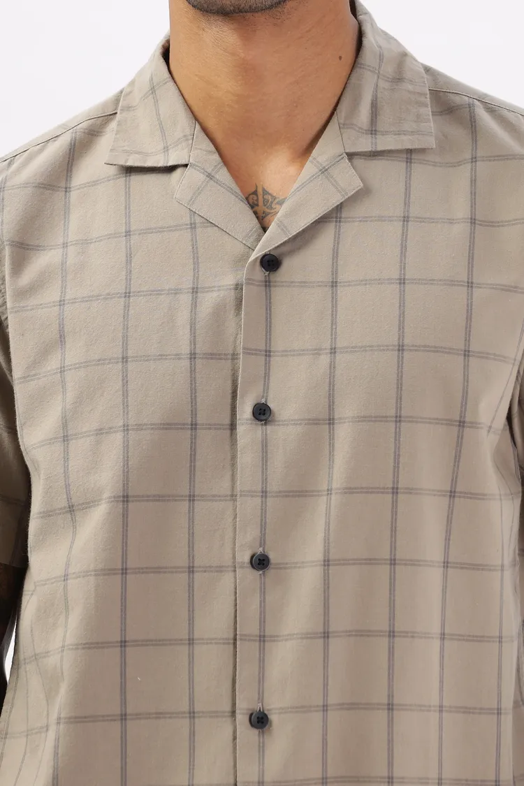 Uri Brown Checked Cotton Casual Shirt