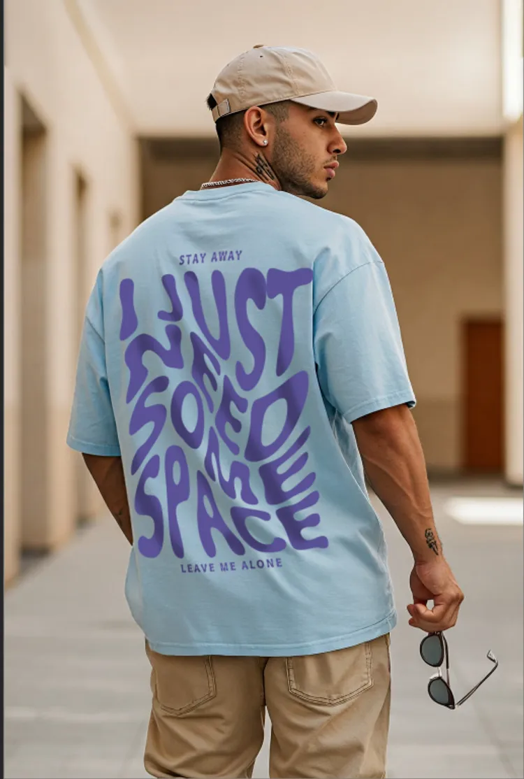 Cotton Overiszed Baggy Fit Drop Shoulder Front Graphic Printed Round Neck T-Shirt for Men