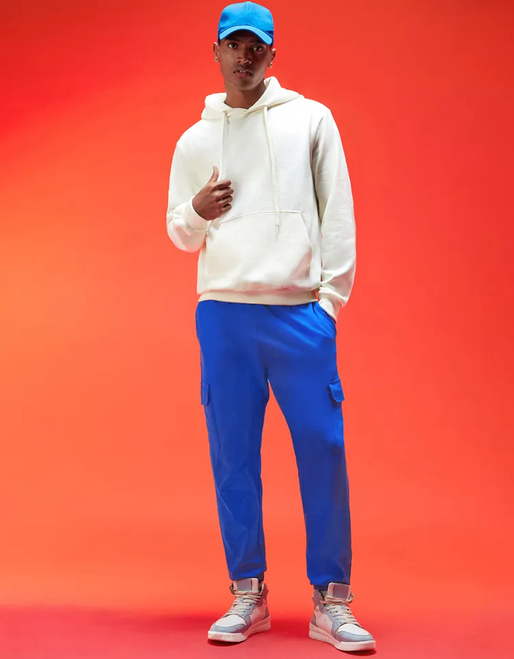 100% Pure Cotton Regular Fit Skydiver Mid Rise Trackpants with Pocket for Men & Boys