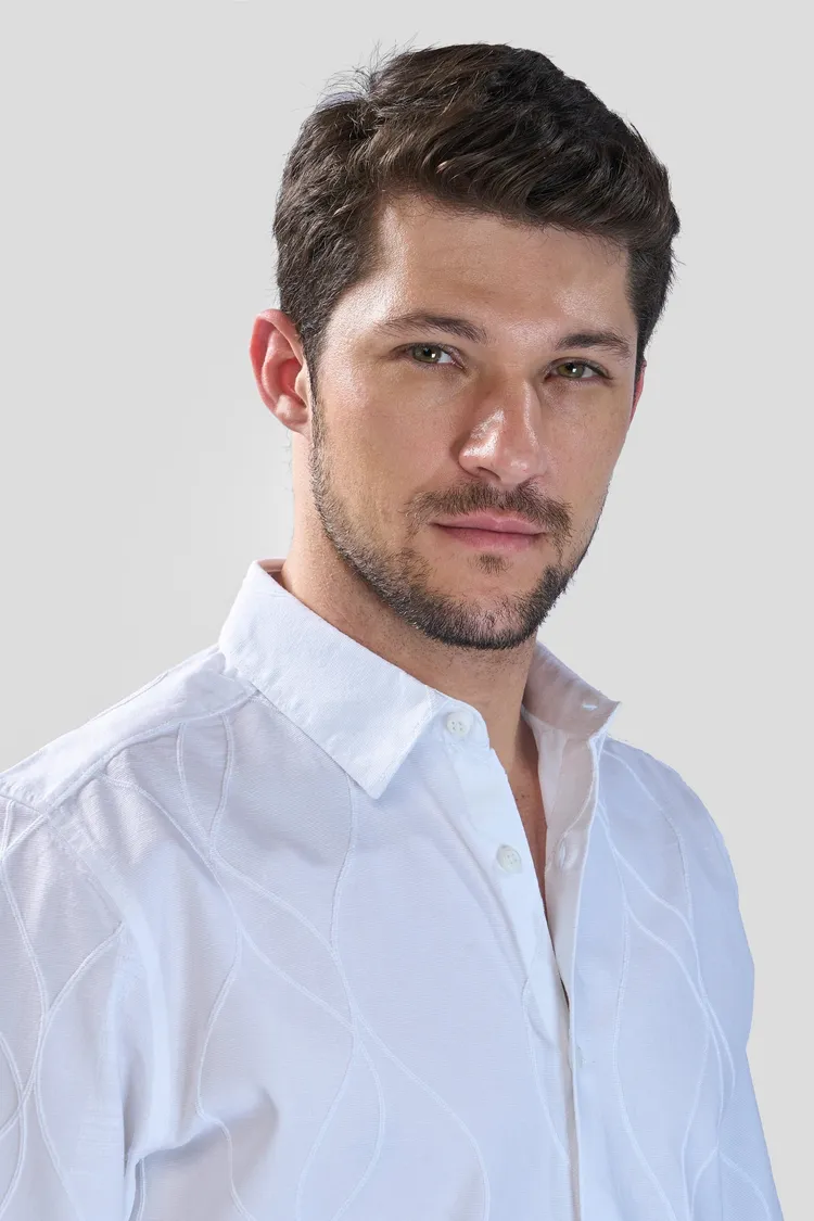 XKIND WHITE EMBROIDERY FULL SLEEVE SHIRT