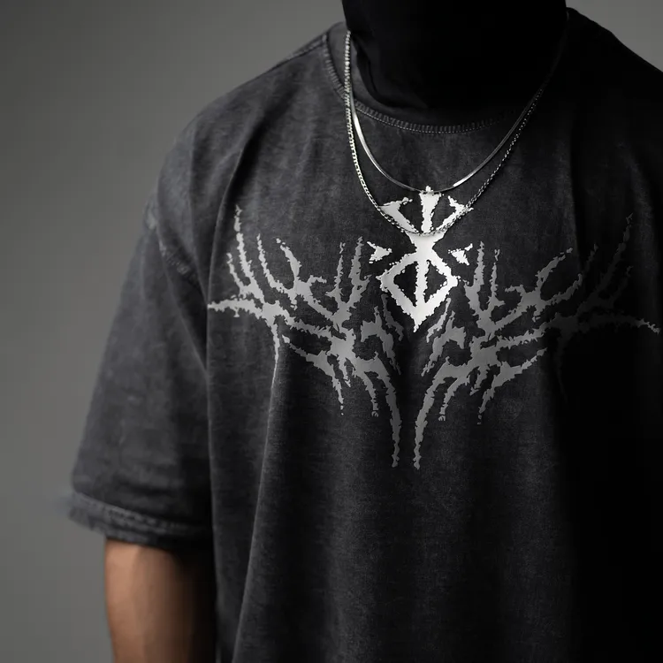 BERSERK VICTIM OF THE FATE STONE WASH OVERSIZED T SHIRT