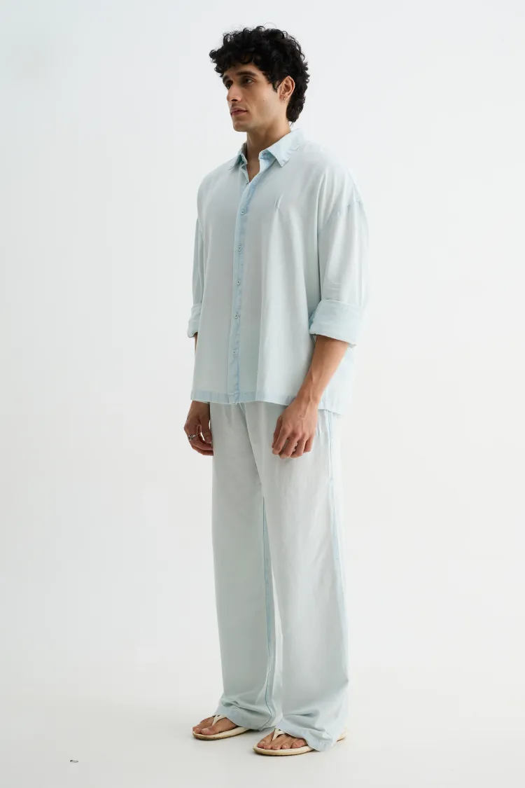 Sky Blue Washed Cotton Viscose Shirt