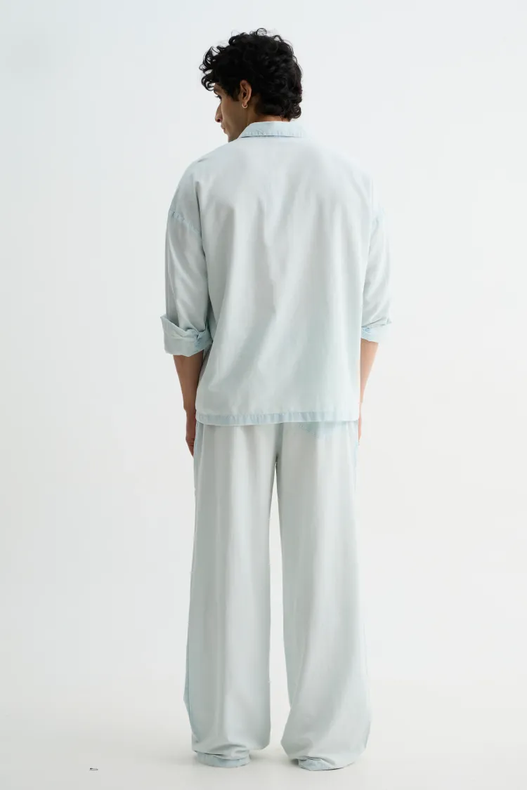 Sky Blue Washed Cotton Viscose Shirt