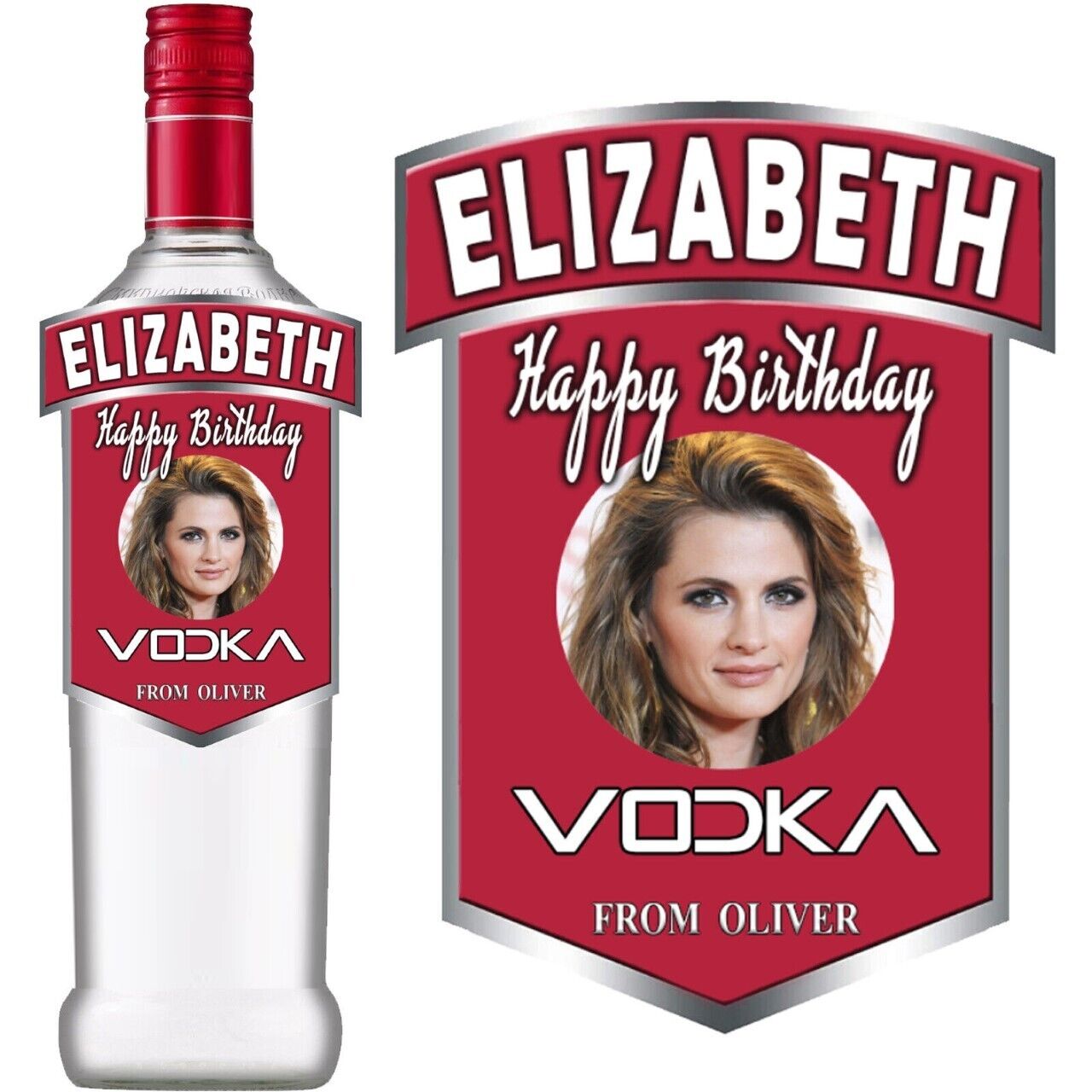 Personalised Sticker bottle label for Smirnoff Vodka Birthday Any Occasion Gift