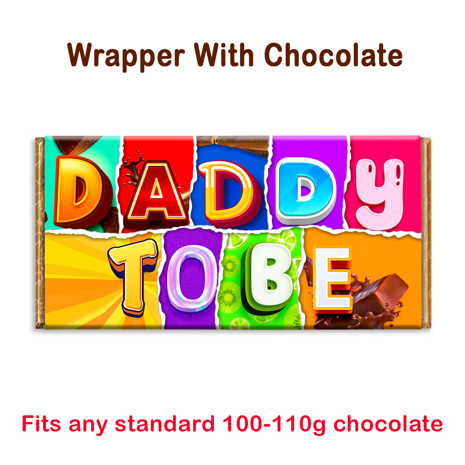 Daddy To Be Novelty Chocolate Bar Wrapper Gift Present for Birthday Father's Day