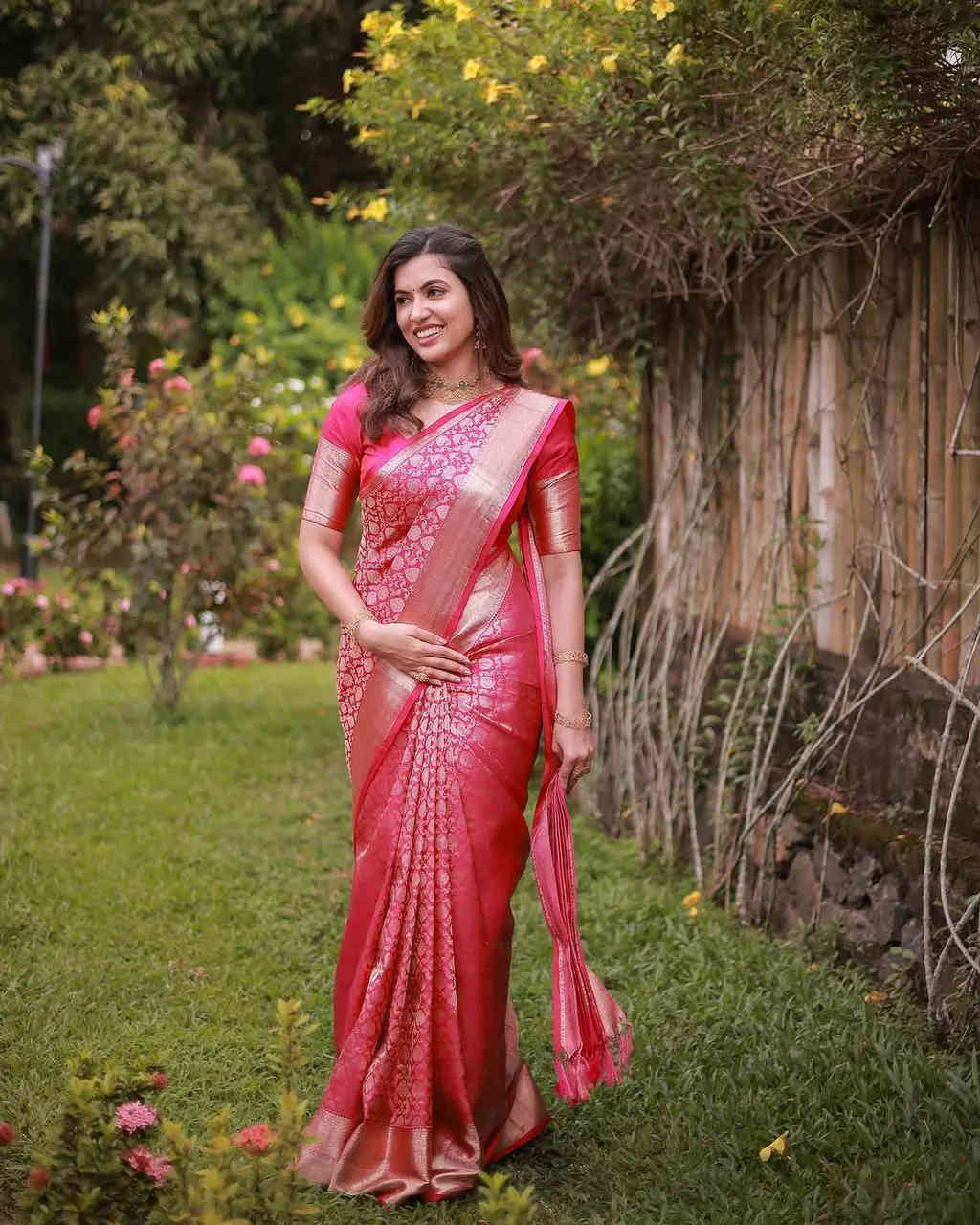 Soft lichi silk saree