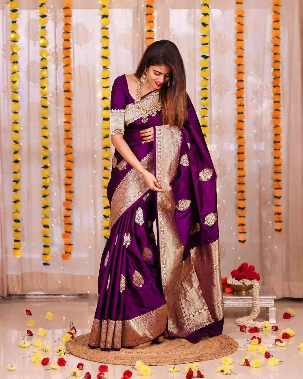 Soft lichi silk saree