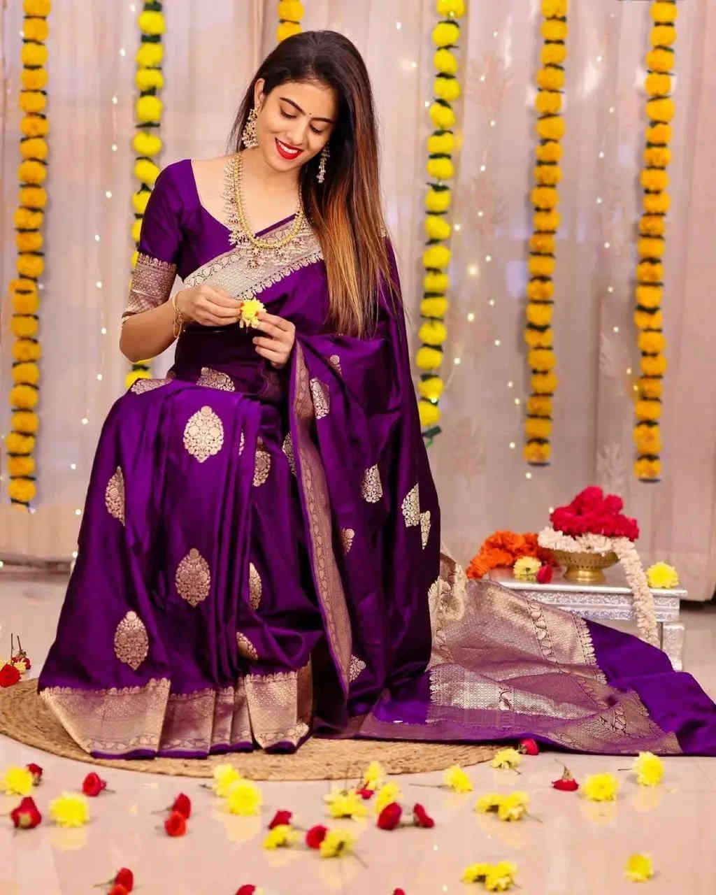 Soft lichi silk saree