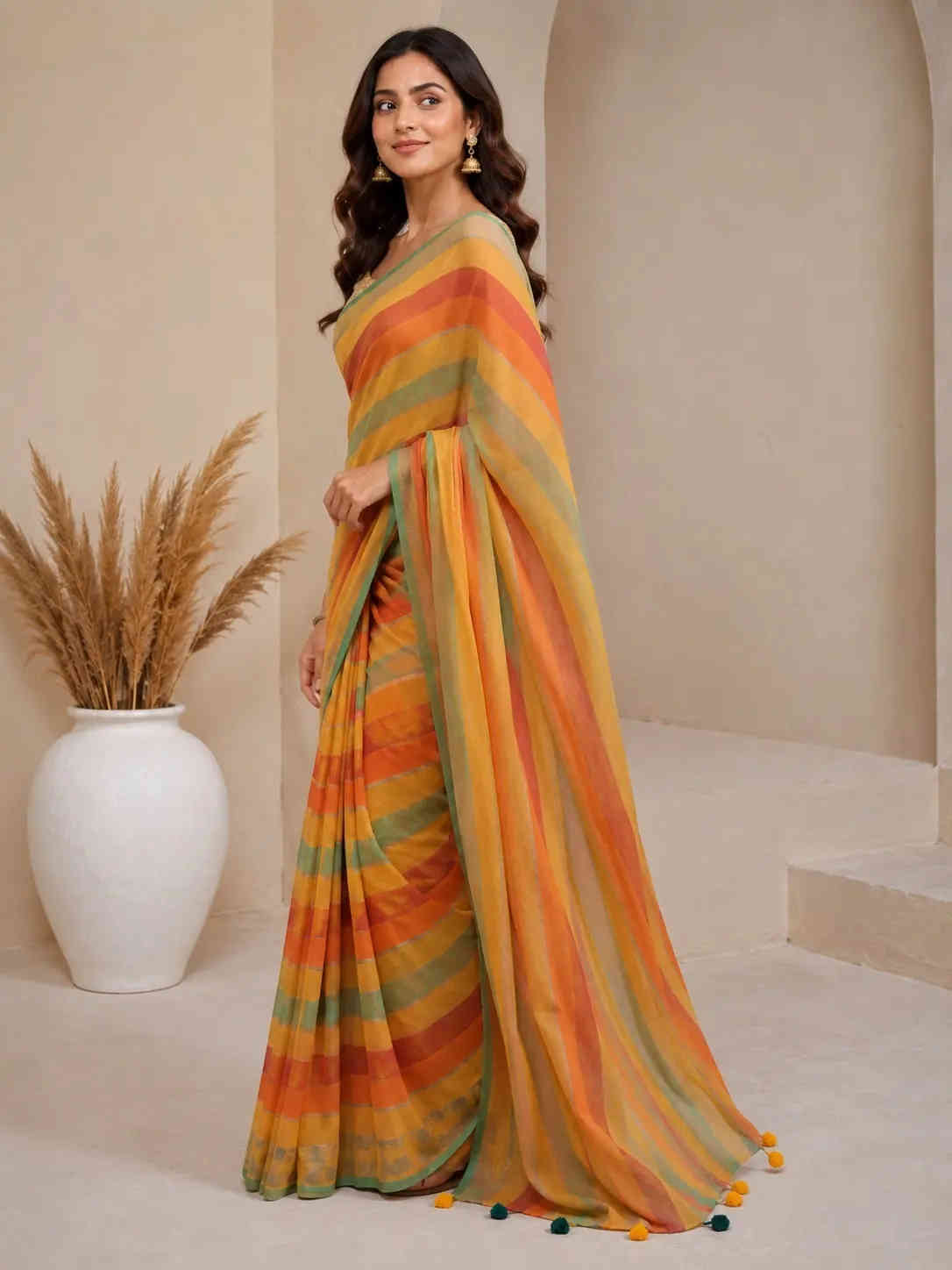 Trendy Cotton Blend Saree