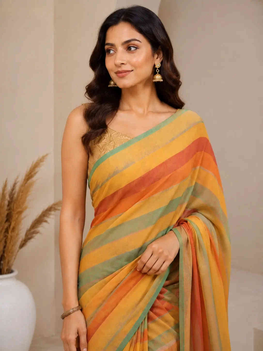 Trendy Cotton Blend Saree