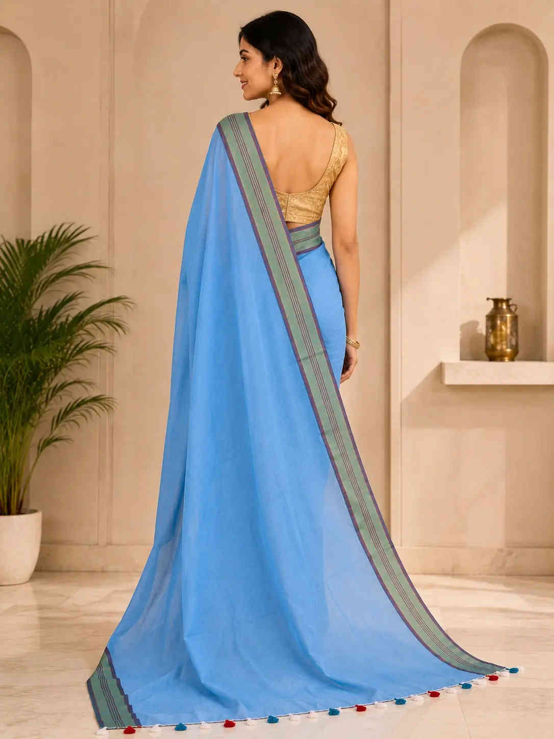 Trendy Cotton Blend Saree