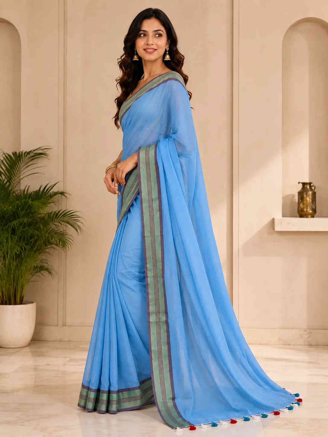 Trendy Cotton Blend Saree