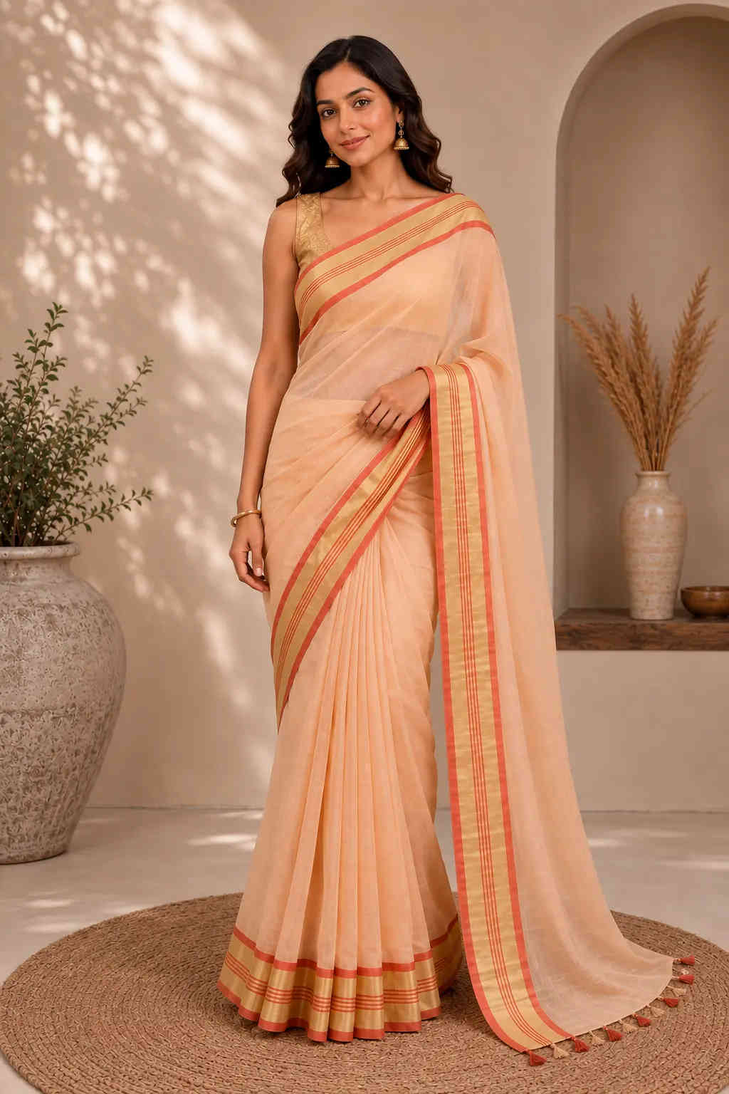 Trendy Cotton Blend Saree