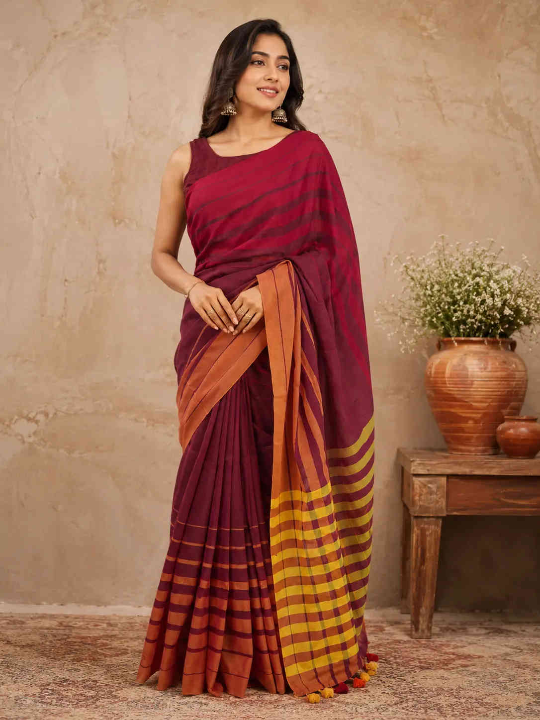 Trendy Cotton Blend Saree