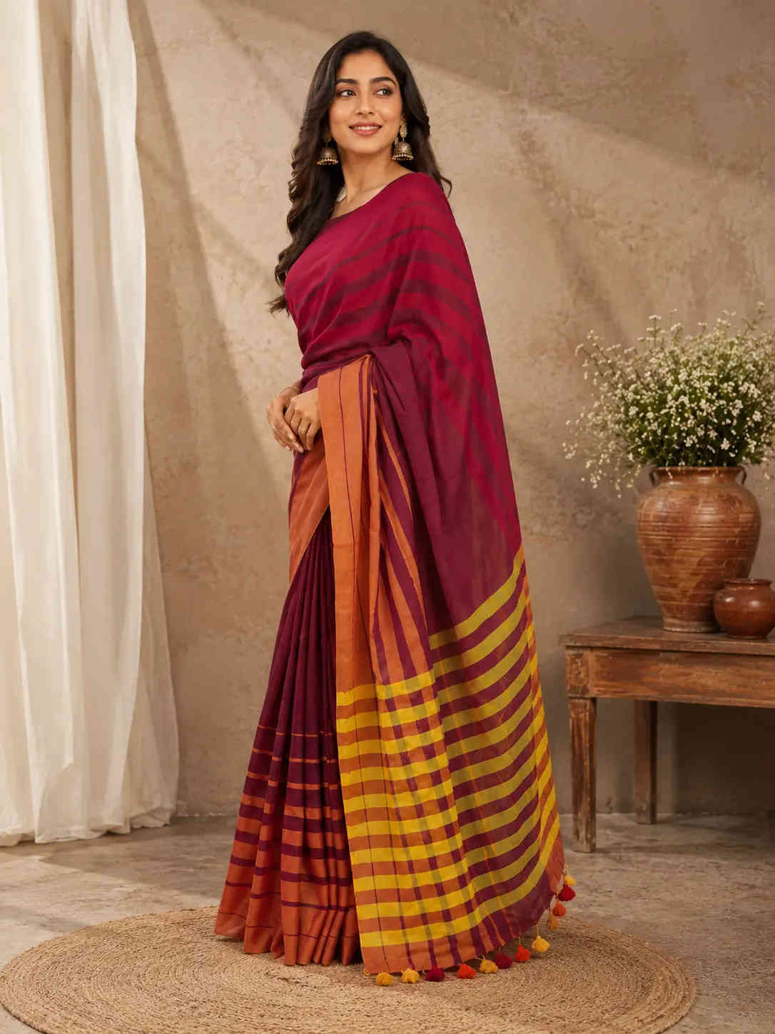Trendy Cotton Blend Saree