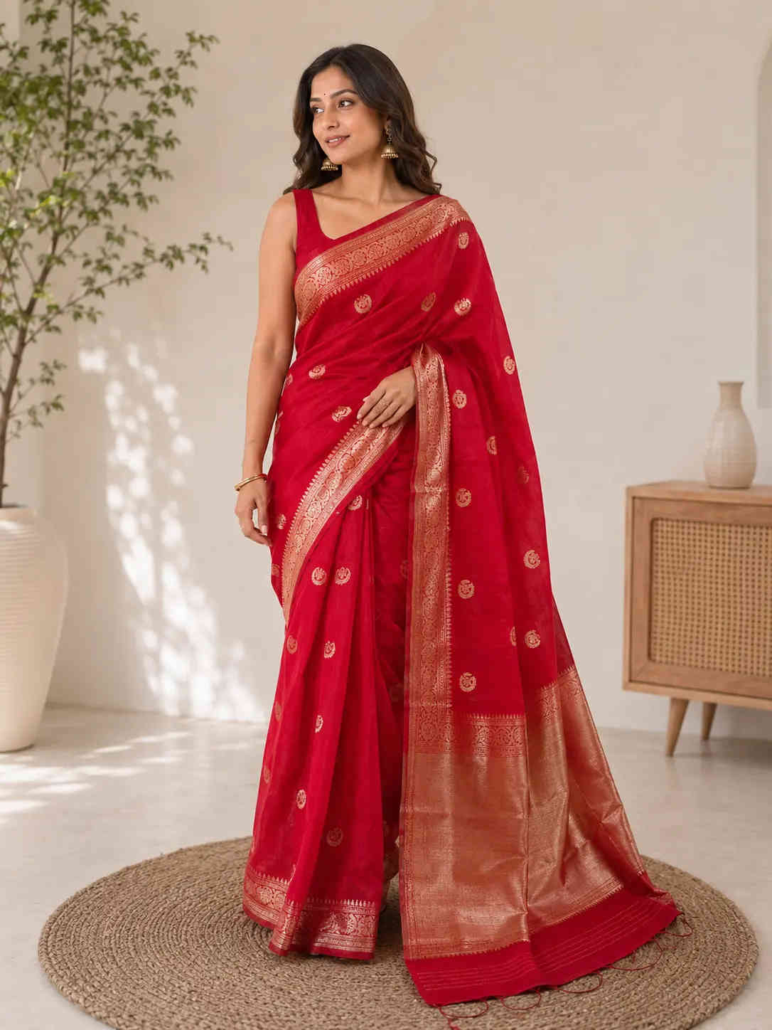 Trendy Cotton Blend Saree