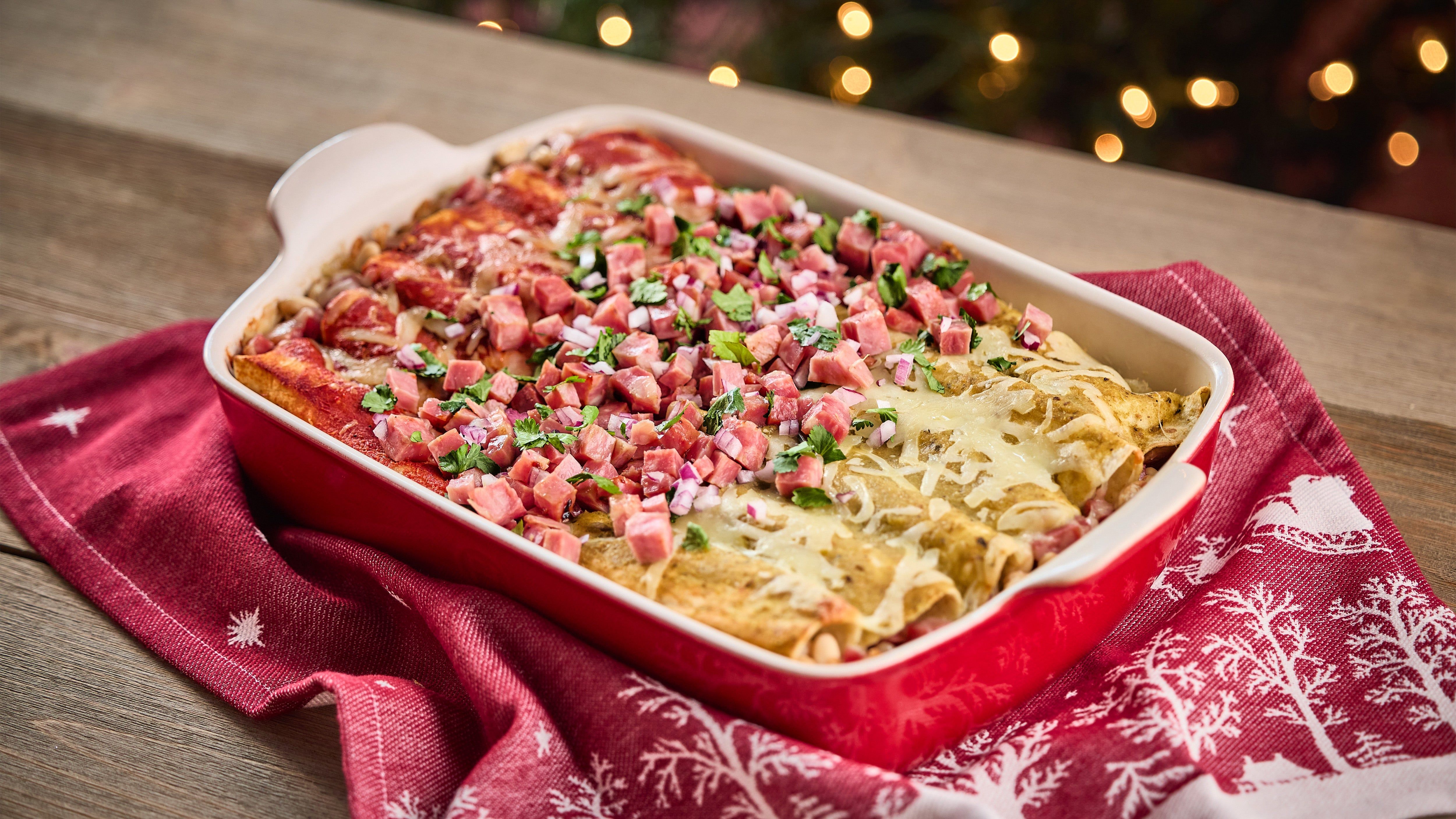 Cubed Ham Christmas Enchiladas