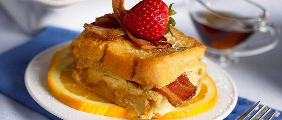 Orange Laced French Toast Casserole with Caramelized Bacon