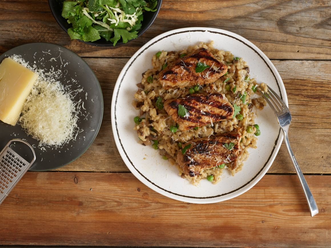 Grilled Pork Tenderloin with Instant Pot Mushroom Risotto