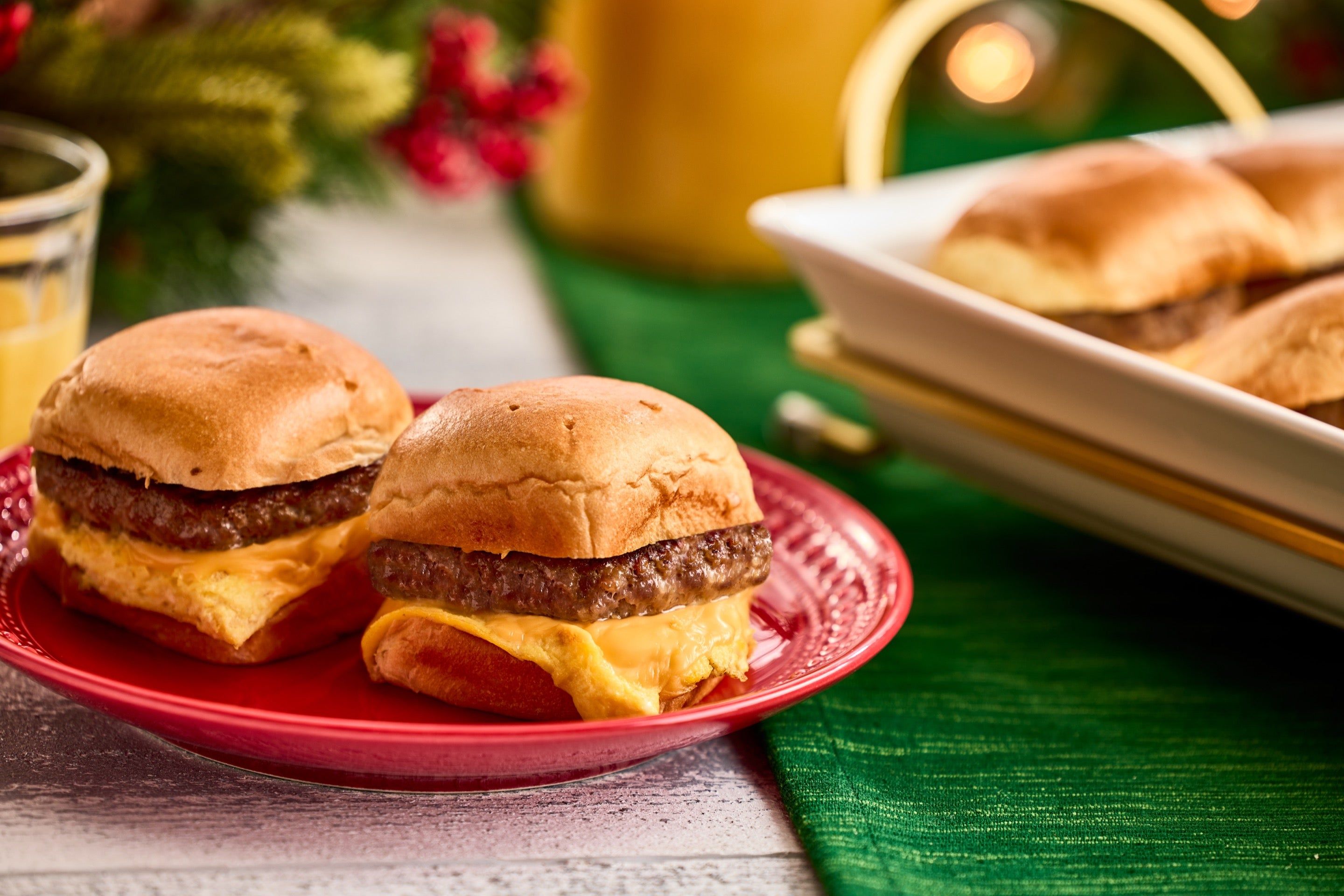 Steam Grilled Sausage, Egg and Cheese Sliders