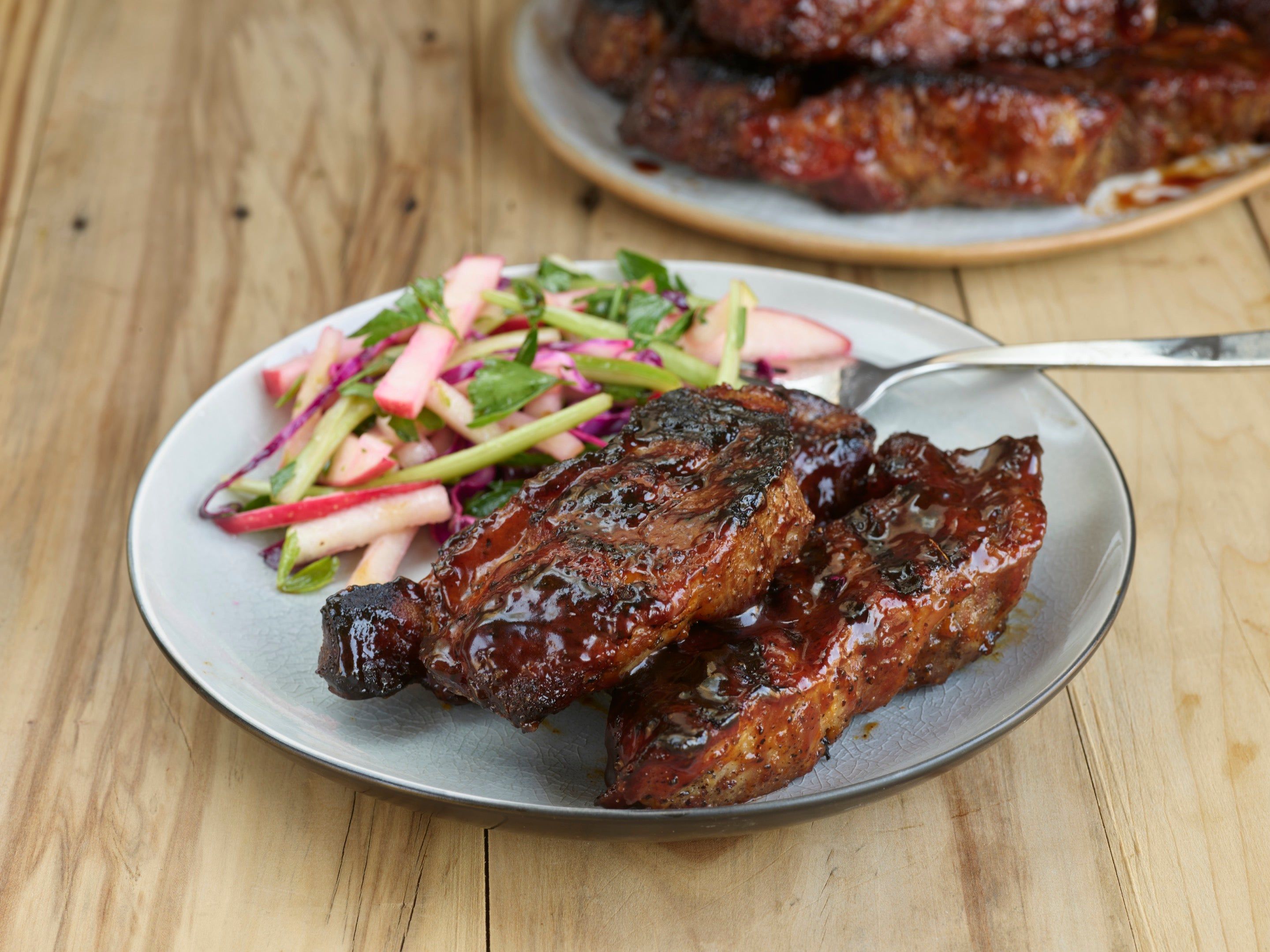 Grilled Country-Style Ribs with Apple & Celery Slaw | Smithfield