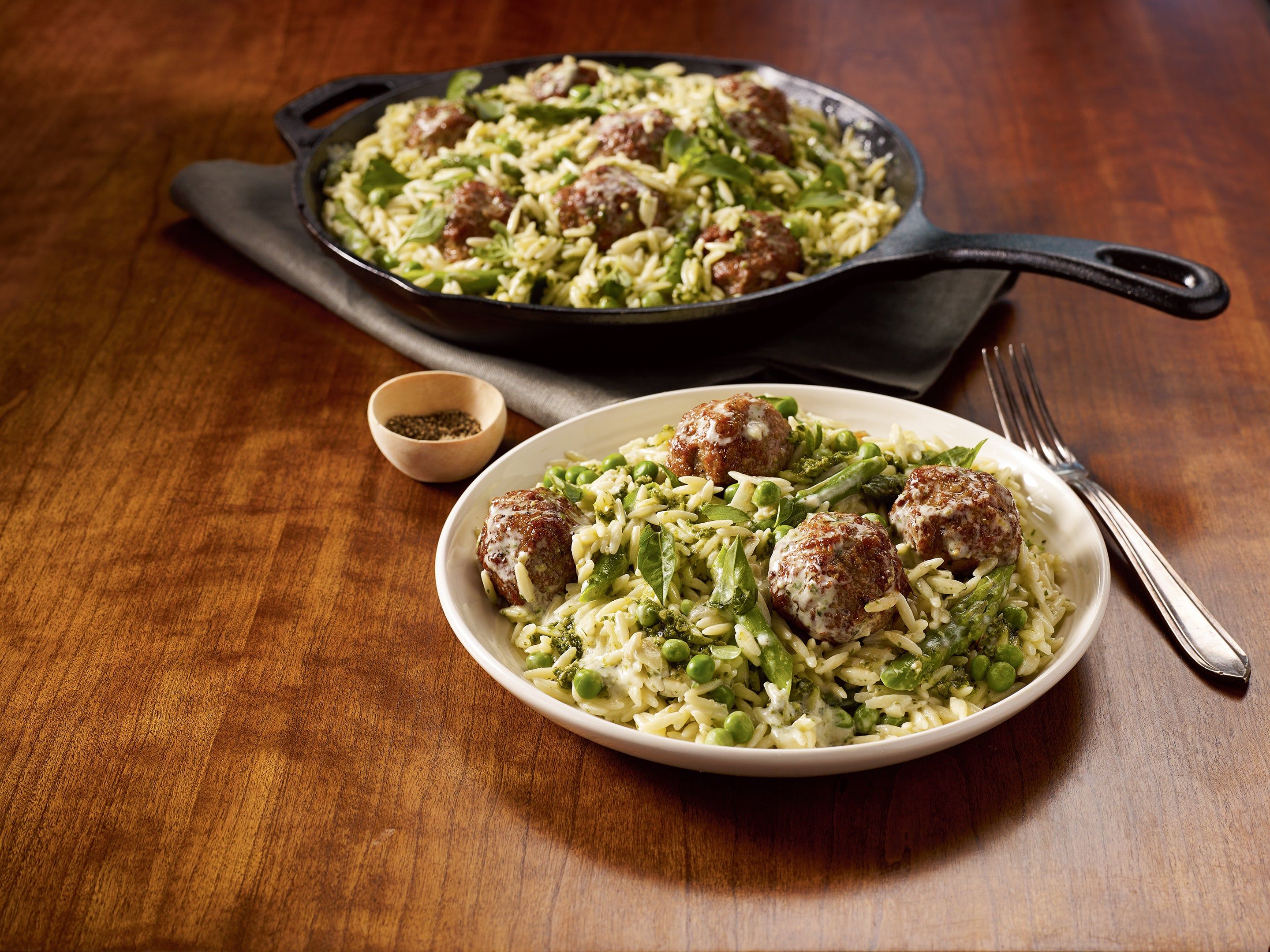 Meatballs Orzo In Pesto Cream Sauce Carando   Meatballs Orzo Pesto Cream 2 