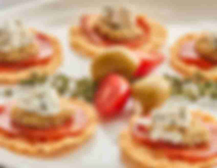 Herbed Goat Cheese Pepperoni Parmesan Crisps