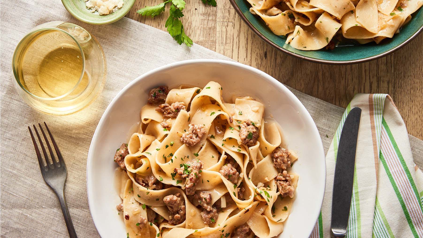 Pappardelle Pasta with White Bolognese Sauce | Carando